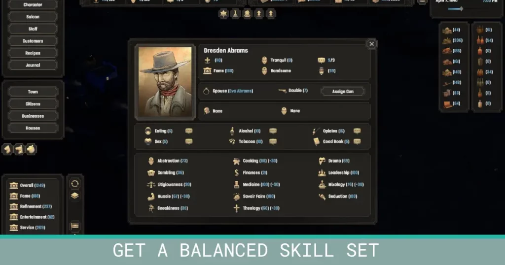 Deadwater saloon tips - make sure to balance your skill set
